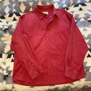 Eddie Bauer Men’s XXL Vintage Cranberry Long Sleeve Button Shirt.